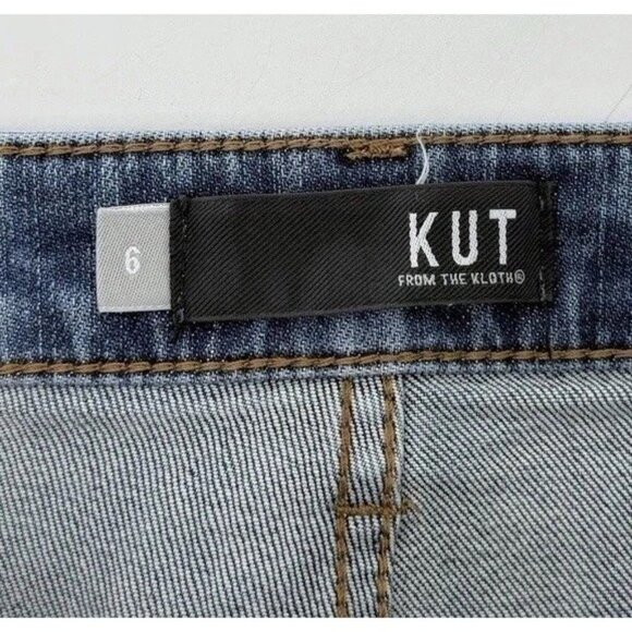 KUT FROM THE KLOTH GIDGET FRAY Womens STRETCH Denim Shorts Sz 6 Preppy - Picture 3 of 8